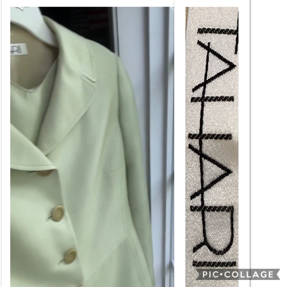 Tahari elegant lime green 2 piece blazer and shell set.